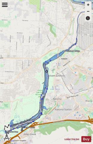 Lake Natoma depth contour Map - i-Boating App - Streets