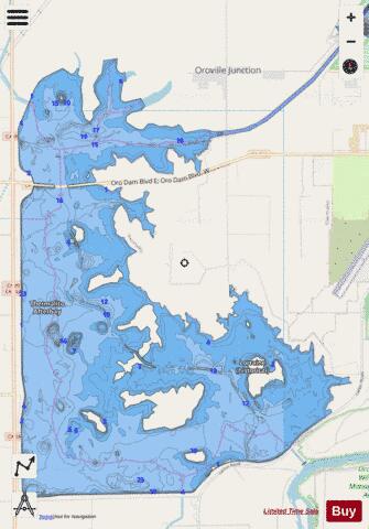 Lake Thermalito Afterbay depth contour Map - i-Boating App - Streets