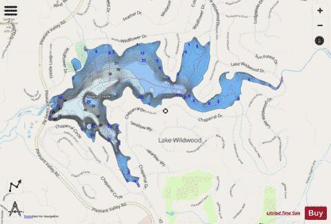 Lake Wildwood depth contour Map - i-Boating App - Streets
