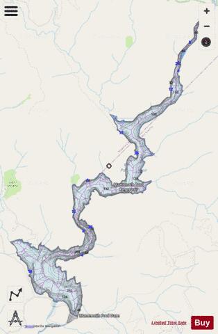 Mammoth Pool Reservoir depth contour Map - i-Boating App - Streets