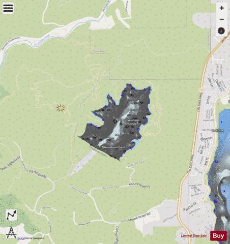 Olivenhain Dam depth contour Map - i-Boating App - Streets