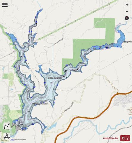 Rollins Reservoir depth contour Map - i-Boating App - Streets