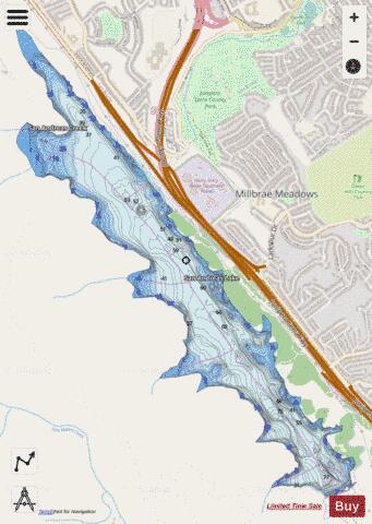 San Andreas Lake depth contour Map - i-Boating App - Streets