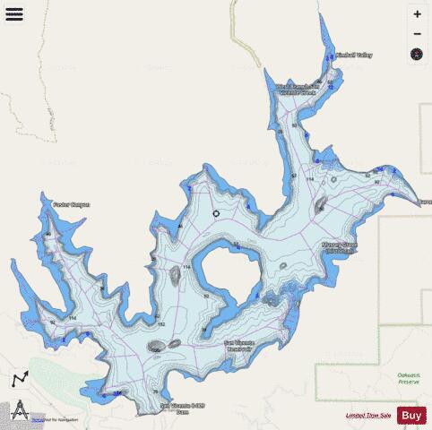 San Vicente Reservoir depth contour Map - i-Boating App - Streets