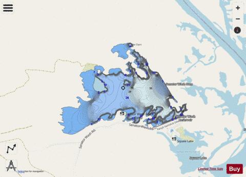 Senator Wash Reservoir depth contour Map - i-Boating App - Streets