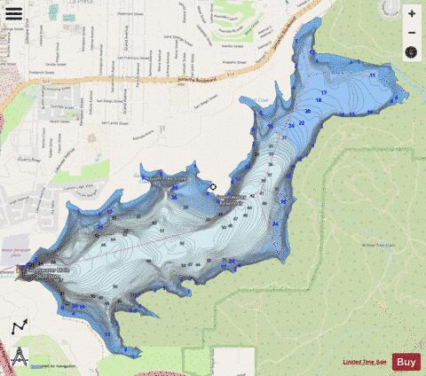 Sweetwater Reservoir depth contour Map - i-Boating App - Streets