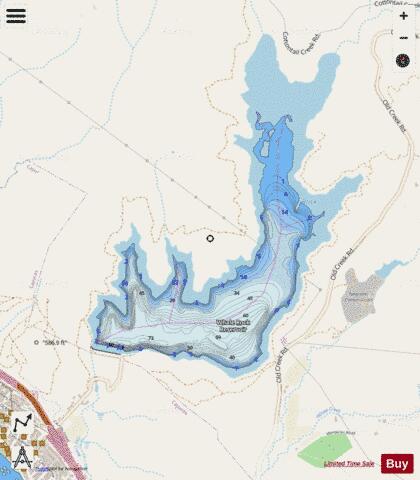 Whale Rock Reservoir depth contour Map - i-Boating App - Streets