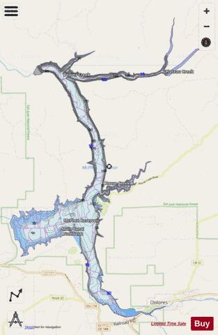 McPhee Reservoir depth contour Map - i-Boating App - Streets