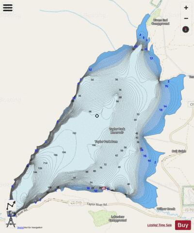 Taylor Park Reservoir depth contour Map - i-Boating App - Streets