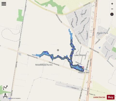 Hearns Pond depth contour Map - i-Boating App - Streets