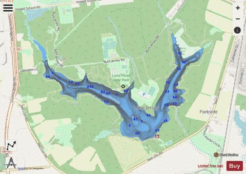 Lums Pond depth contour Map - i-Boating App - Streets