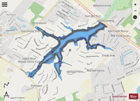 Red Mill Pond depth contour Map - i-Boating App - Streets