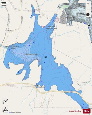 Reregulation Reservoir depth contour Map - i-Boating App - Streets