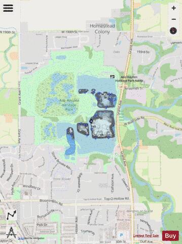 Ada Hayden Heritage Park Lake depth contour Map - i-Boating App - Streets