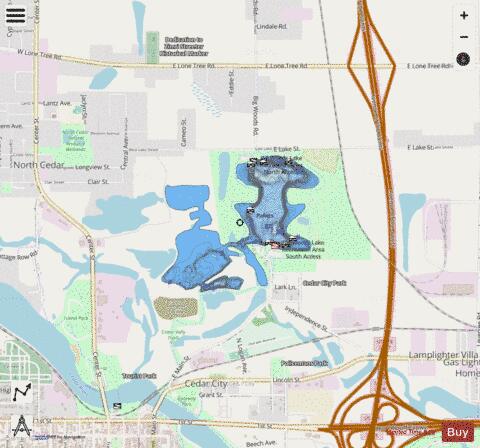 Big Woods Lake depth contour Map - i-Boating App - Streets
