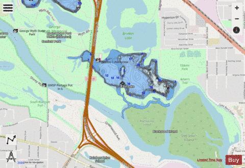 Brinker Lake 1687 42 depth contour Map - i-Boating App - Streets