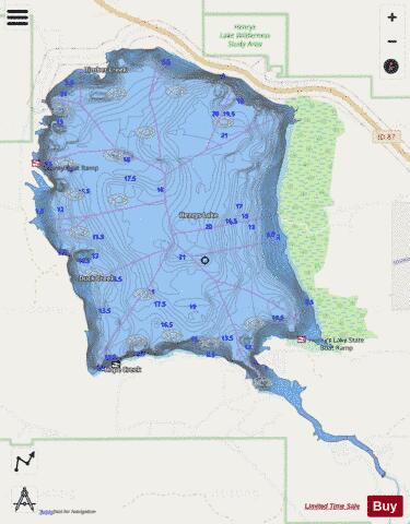 Henrys Lake depth contour Map - i-Boating App - Streets