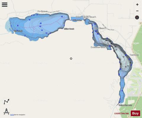 Twin Lakes depth contour Map - i-Boating App - Streets