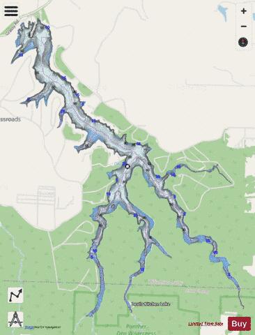 Devils Kitchen Lake depth contour Map - i-Boating App - Streets
