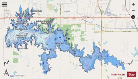 Lake Crab Orchard depth contour Map - i-Boating App - Streets