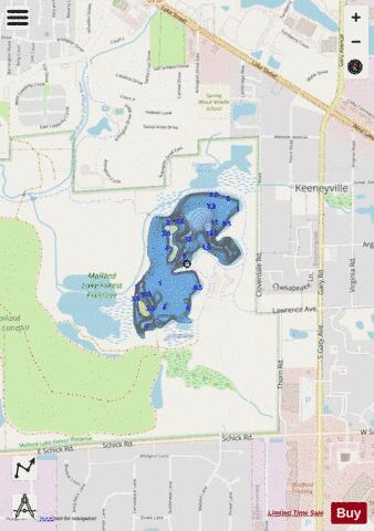 Mallard Lake DCFPD depth contour Map - i-Boating App - Streets