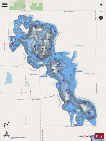 Big Turkey Lake depth contour Map - i-Boating App - Streets