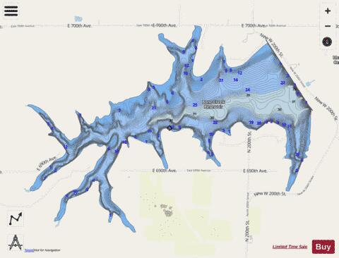 Bone Creek Lake depth contour Map - i-Boating App - Streets