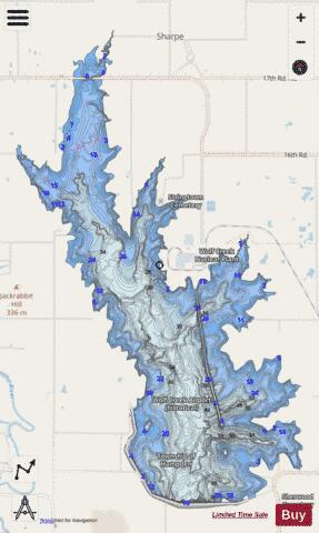 Coffee County Lake / Wolf Creek Reservoir depth contour Map - i-Boating App - Streets