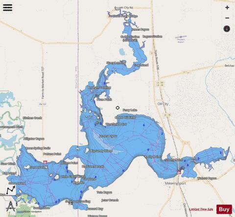 Caddo Lake depth contour Map - i-Boating App - Streets