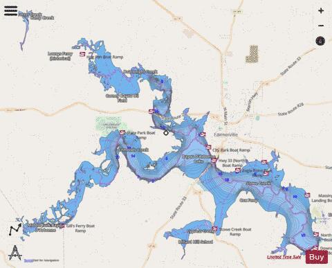 Bayou DArbonne Lake depth contour Map - i-Boating App - Streets
