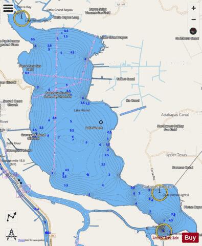Lake Verret depth contour Map - i-Boating App - Streets