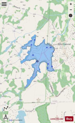 Aaron River Reservoir depth contour Map - i-Boating App - Streets