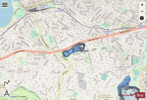 Brookline Reservoir depth contour Map - i-Boating App - Streets
