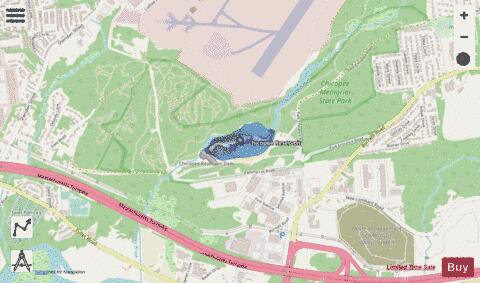 Chicopee Reservoir depth contour Map - i-Boating App - Streets