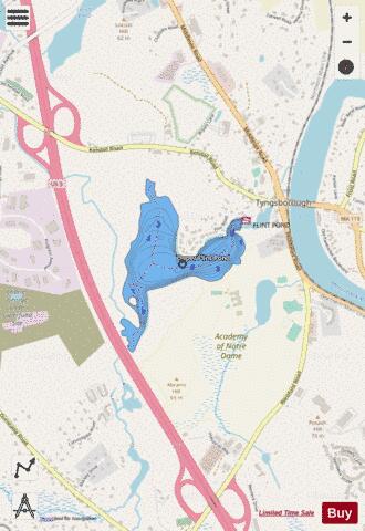 Flint Pond depth contour Map - i-Boating App - Streets