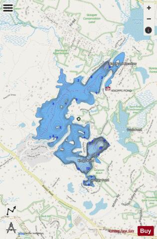 Knops Pond depth contour Map - i-Boating App - Streets