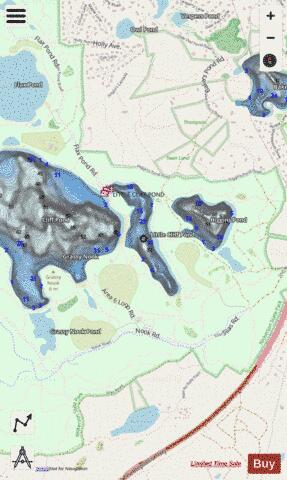 Little Cliff Pond depth contour Map - i-Boating App - Streets