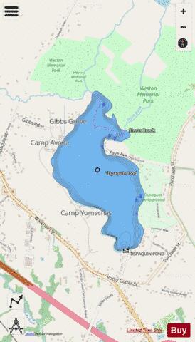 Tispaquin Pond depth contour Map - i-Boating App - Streets