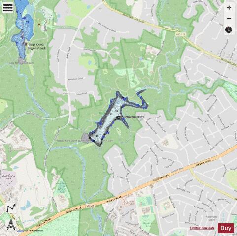 Lake Bernard Frank depth contour Map - i-Boating App - Streets
