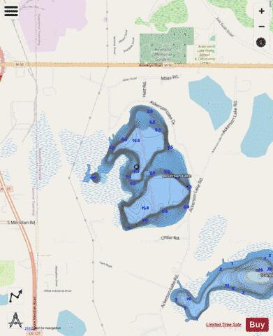 Ackerson Lake depth contour Map - i-Boating App - Streets
