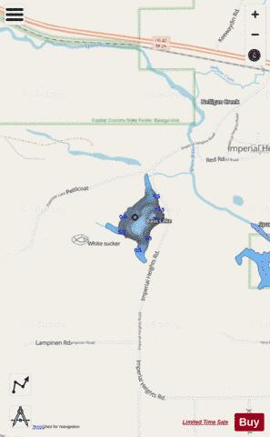 Bass Lake ,Baraga depth contour Map - i-Boating App - Streets