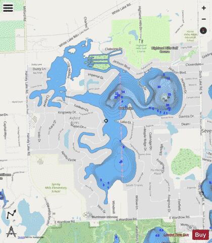 Duck Lake ,Oakland depth contour Map - i-Boating App - Streets