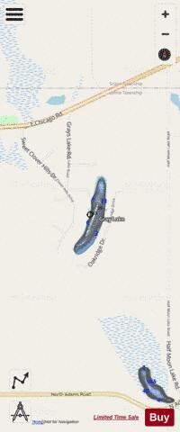 Grays Lake ,Hillsdale depth contour Map - i-Boating App - Streets
