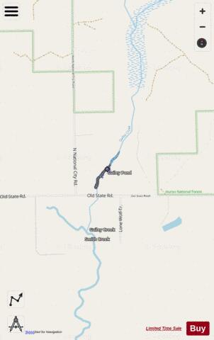Guiley Pond ,Iosco depth contour Map - i-Boating App - Streets