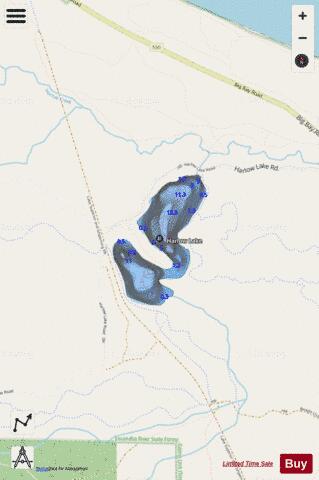 Harlow Lake depth contour Map - i-Boating App - Streets