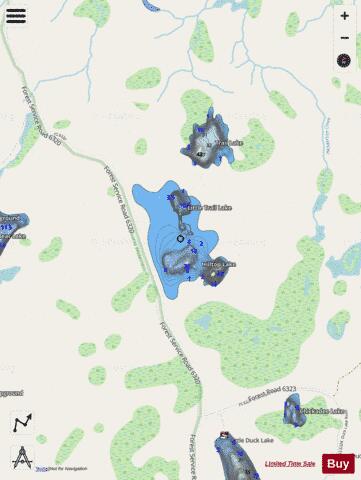 Hilltop Lake ,Gogebic depth contour Map - i-Boating App - Streets
