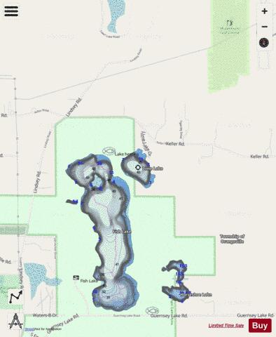 Lime Lake ,Barry depth contour Map - i-Boating App - Streets