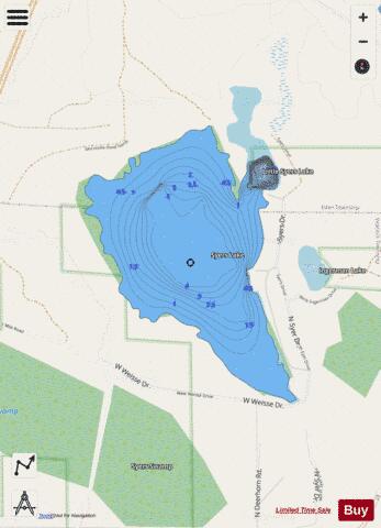 Little Syers Lake ,Lake depth contour Map - i-Boating App - Streets