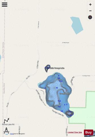 Little Youngs Lake ,Mecosta depth contour Map - i-Boating App - Streets