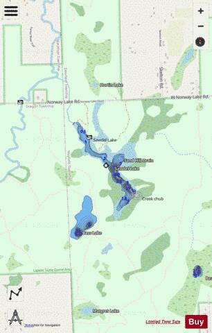 Sawdell Lake depth contour Map - i-Boating App - Streets
